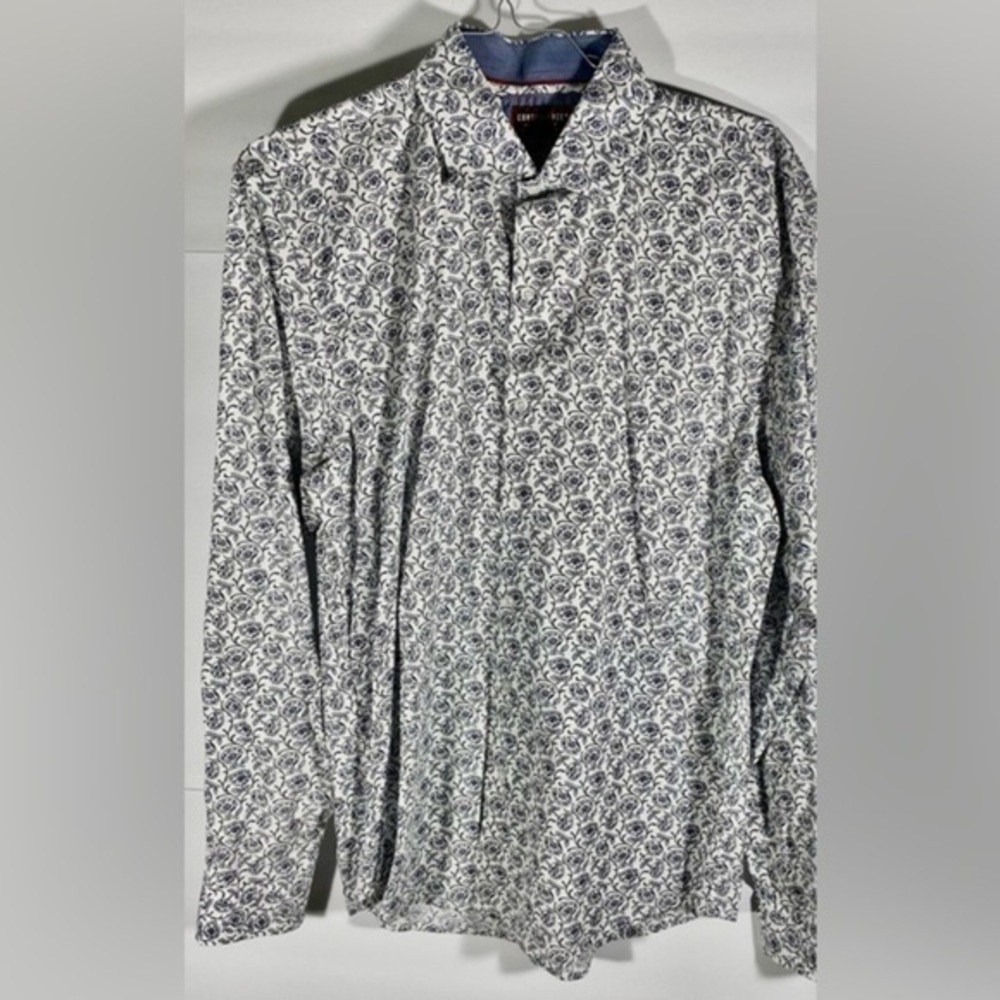 CONSEQUENCES CASUAL BLACK AND WHITE LONG SLEEVE DRESS SHIRT SIZE LARGE